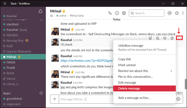 صورة لـ كيفية إرسال رسائل التدمير الذاتي على Slack بمجموعة من الطرق | delete-manually-DzTechs