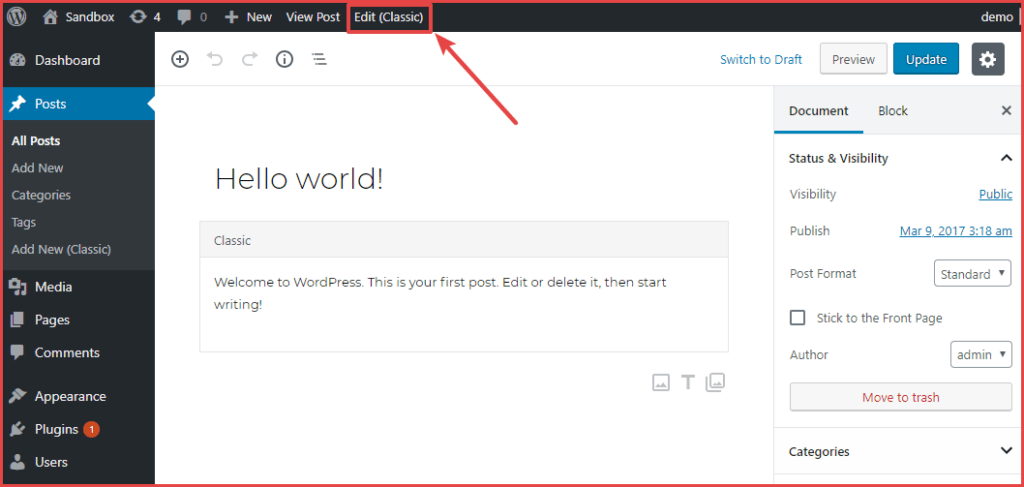 صورة لـ كيفية تعطيل محرر Gutenberg والاستمرار باستخدام Classic Editor على WordPress | disable-gutenberg-plugin-5-1024x487-DzTechs