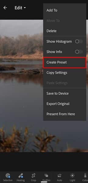 صورة لـ نصائح وحيل لاستخدام تطبيق Lightroom على الهاتف كالمُحترفين | lightroom_CreatePreset-DzTechs