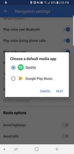صورة لـ كيفية التحكم في الموسيقى الخاصة بك بأمان أثناء التنقل باستخدام Google Maps | maps-audio-player-choose-default-app-DzTechs