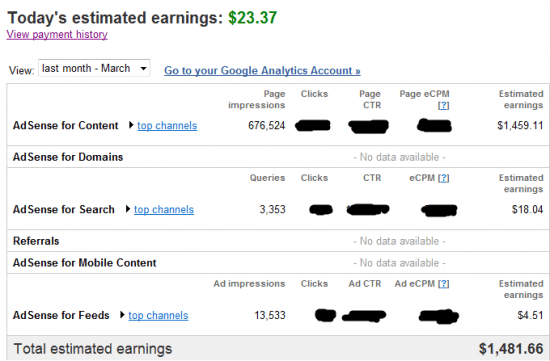 صورة لـ 50 طريقة لزيادة أرباح Google Adsense الخاصة بك لأضعاف | march-2011-Adsense-550x361-DzTechs