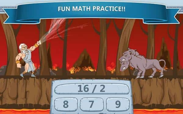 صورة لـ أفضل تطبيقات لعبة الرياضيات لنظامي التشغيل Android و iOS | math-game-app-08-Zeus-vs.-Monsters-DzTechs