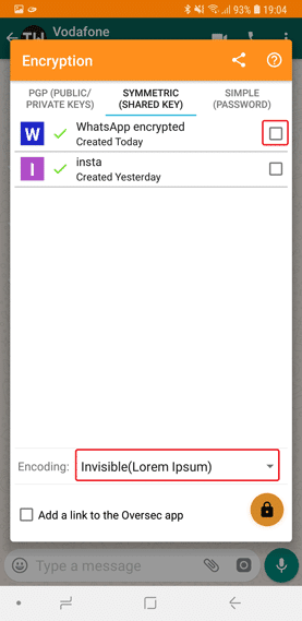 صورة لـ كيفية إرسال رسالة خاصة مشفرة على WhatsApp باستخدام Oversec | n9-set-encoding-and-encryption-for-whatsapp-message-DzTechs