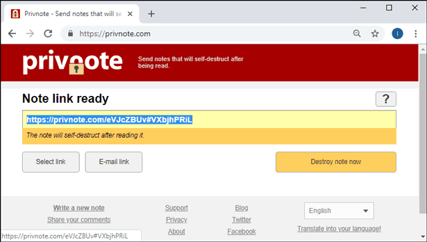 صورة لـ كيفية إرسال رسائل التدمير الذاتي على Slack بمجموعة من الطرق | privnote-new-2-DzTechs