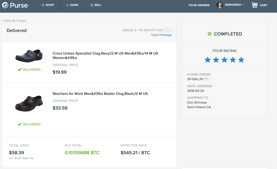صورة لـ كيف شراء المنتجات من Amazon باستخدام Bitcoins والحصول على خصم يصل إلى 25% | purse-completed-order-DzTechs