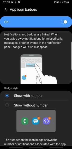 صورة لـ النصائح والحيل والميزات المخفية على Samsung One UI | App-icon-badges-DzTechs