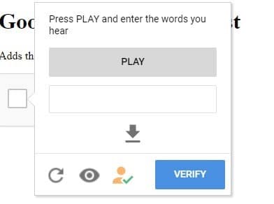 صورة لـ كيفية تجاوز التحقق من صور في Google ReCAPTCHA | Captcha-Extension-Buster-Audio-Play-DzTechs