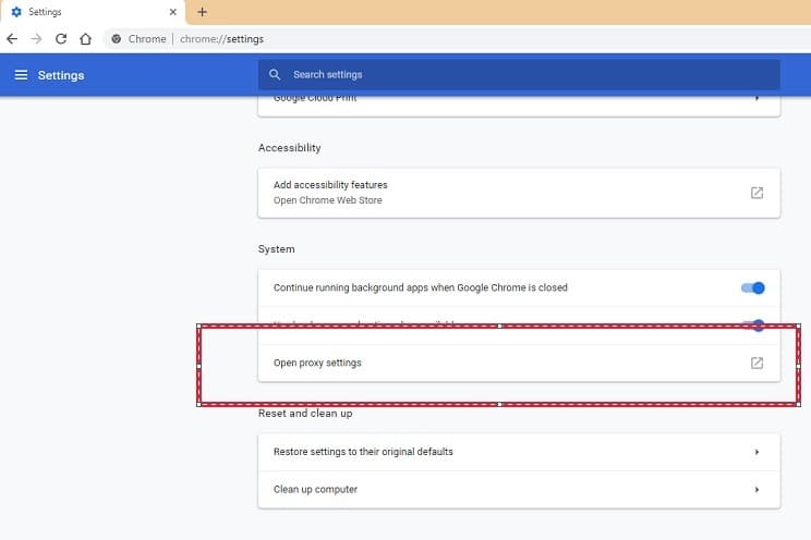 صورة لـ كيفية تجاوز خادم البروكسي على الشبكة المحلية | Chrome-Open-Proxy-Settings-DzTechs