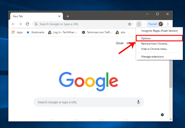 صورة لـ كيفية تعيين اثنين من محركات البحث الافتراضية في أي متصفح | Incognito_Regex_Options-DzTechs