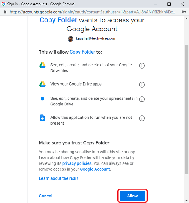 صورة لـ كيفية نسخ الملفات والمجلدات داخل Google Drive | Permissions-for-Script-DzTechs