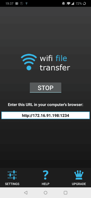 صورة لـ كيفية نقل الملفات من Android إلى iOS بدون SHAREit | Wifi-File-Transfer-server-running-1-DzTechs