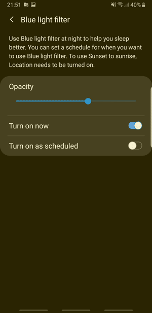 صورة لـ النصائح والحيل والميزات المخفية على Samsung One UI | blue-light-filter-DzTechs