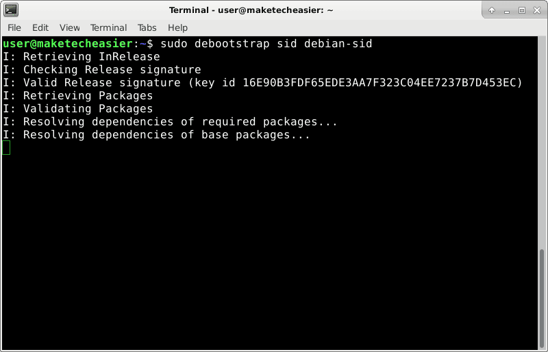 صورة لـ طريقة آمنة لتشغيل التطبيقات التي تُؤثر على النظام على Debian و Ubuntu | debootstrap-install-sid-DzTechs
