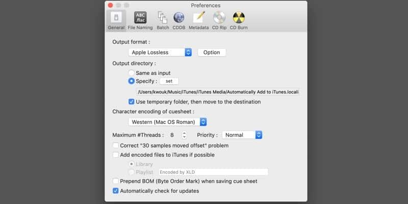 صورة لـ كيفية تحويل الملفات الصوتية من FLAC إلى ALAC على الـ Mac | flac-to-alac-xld-config-DzTechs