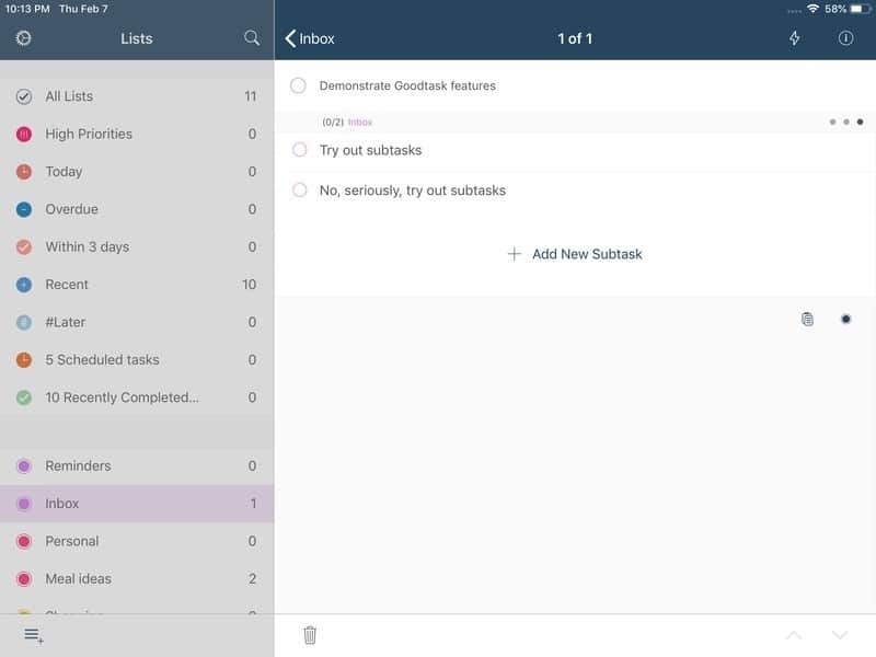 صورة لـ كيفية إضافة العديد من المميزات إلى تطبيق “التذكيرات” من Apple مع Goodtask | goodtask-reminders-subtasks-DzTechs