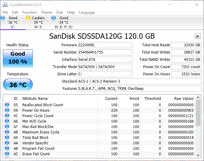 صورة لـ أفضل أدوات التحقق من صحة محرك الأقراص الثابتة لنظام Windows 10 | hard-disk-testing-tool-crystaldiskinfo-DzTechs