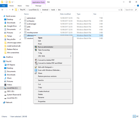 صورة لـ كيفية تثبيت Android SDK على نظام التشغيل Windows 10 | how-to-install-android-sdk-sdkmanager-admin-DzTechs