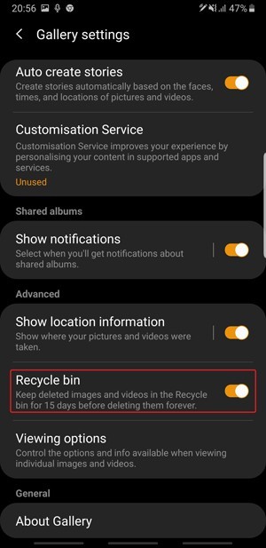 صورة لـ النصائح والحيل والميزات المخفية على Samsung One UI | recycle-bin-DzTechs