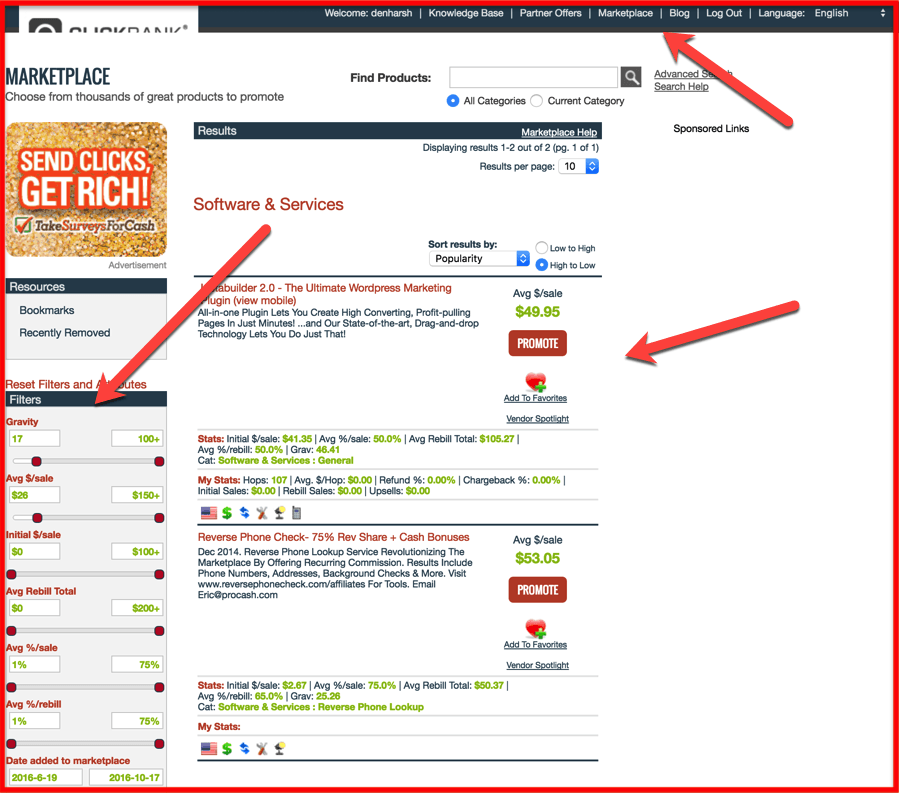 صورة لـ أفضل شبكات التسويق بالعمولة لإيجاد البرامج تابعة [قائمة مميزة]: طبعة 2023 | search-products-on-Clickbank-DzTechs