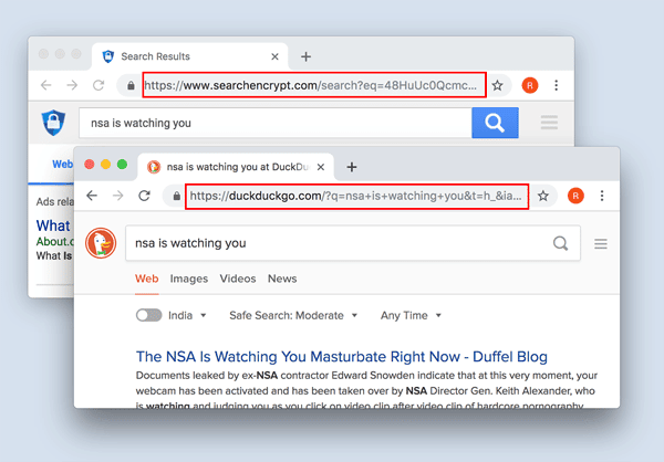 صورة لـ أفضل محركات البحث الخاصة للخصوصية التي لا تتبعك مثل Google وتحترم بياناتك | searchEncrypted_DuckDuckGo_Comparison-Best-Private-Search-Engines-DzTechs