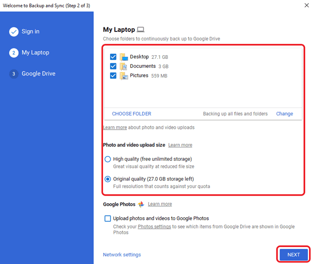 صورة لـ كيفية نسخ الملفات والمجلدات داخل Google Drive | select-folders-to-backup-to-cloud-DzTechs