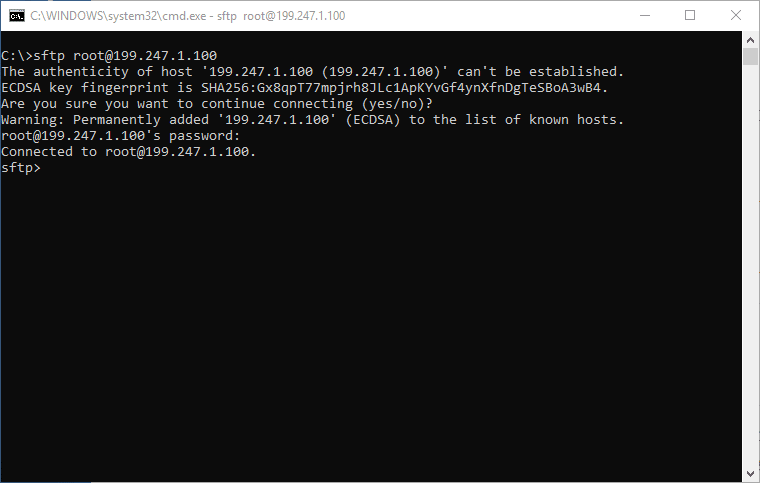 صورة لـ كيفية استخدام الأمر SFTP لنقل الملفات إلى/من خوادم Linux | sftp-logging-in-DzTechs