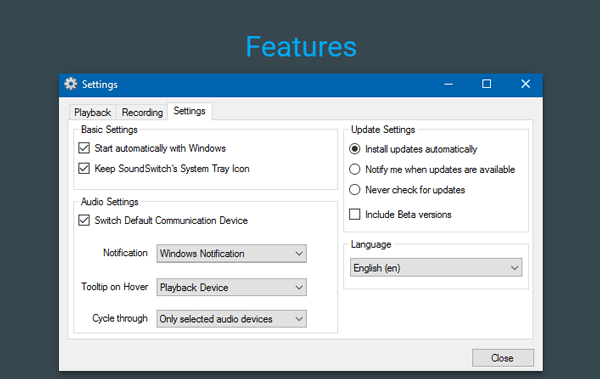 صورة لـ الأدوات المساعدة لنظام Windows التي يجب عليك اختبارها في 2023 | soundSwitch_main-DzTechs