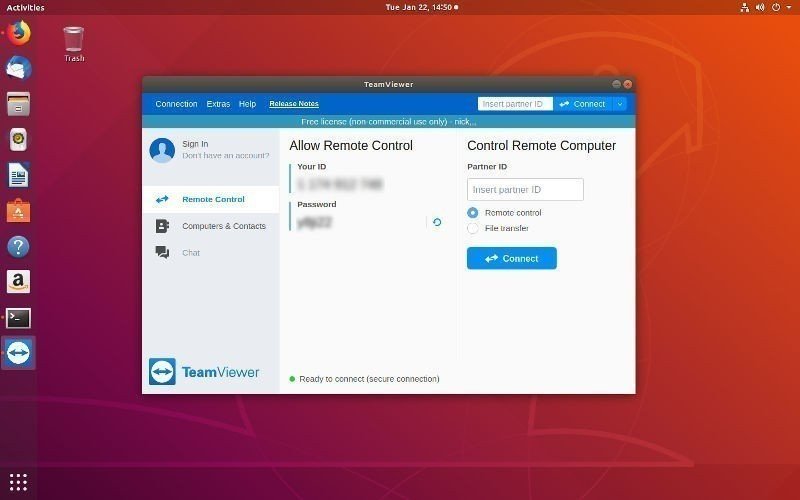 صورة لـ كيفية تثبيت واستخدام أداة Teamviewer على نظام Linux | teamviewer-running-DzTechs