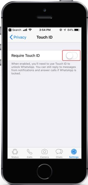 صورة لـ كيفية تمكين معرف اللمس ومعرف الوجه على تطبيق الـ WhatsApp | touch-ID-toggle-button-DzTechs