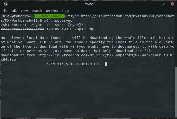 صورة لـ كيفية استخدام أداة Zsync لتحميل جزء من ملف في Linux | zsync-downloading-mx-DzTechs