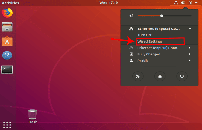 صورة لـ 3 طرق لإعادة تعيين عنوان IP ثابت على نظام Ubuntu | 5ccc0bde4c1e5_Wired_Settings_GUI-DzTechs