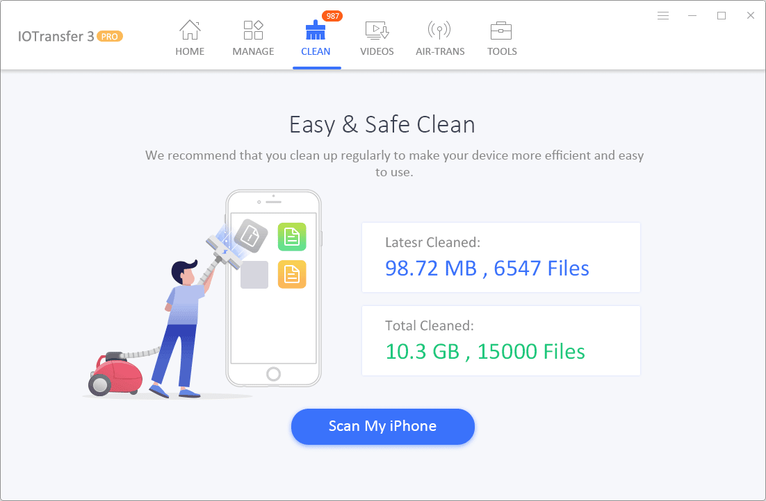 صورة لـ مراجعة IOTransfer 3 : أفضل برنامج لإدارة iPad / iPhone مع الكثير من الميزات | 7.+clean-DzTechs