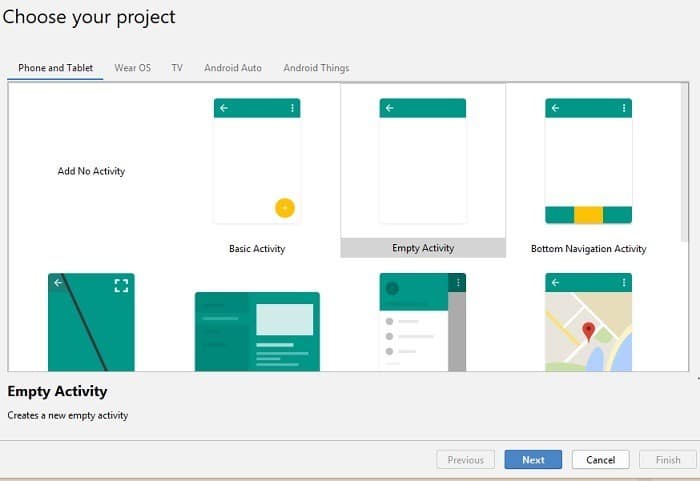 صورة لـ دليل المبتدئين إلى Android Studio من أجل تطوير التطبيقات | Android-Studio-Choose-Project-DzTechs