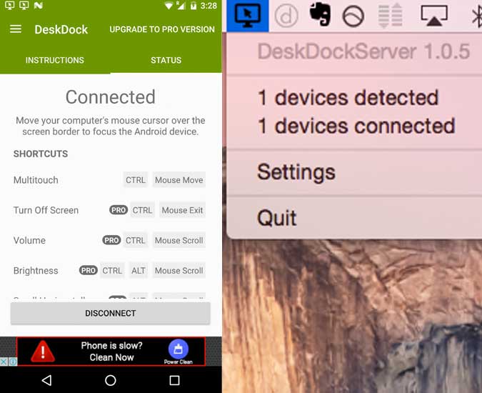 صورة لـ كيفية مشاركة ماوس الكمبيوتر الخاص بك (ولوحة المفاتيح) مع جهاز Android الخاص بك | DeskDock-server-is-running-DzTechs