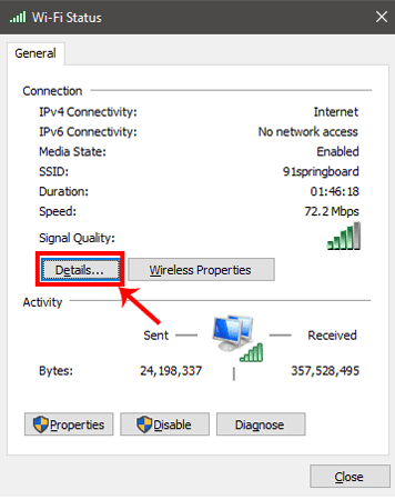 صورة لـ كيفية التحقق من عنوان IP الخاص بالكمبيوتر والهواتف الذكية | DetailsTab_Network-DzTechs