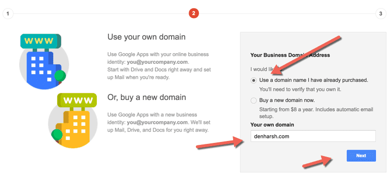 صورة لـ كيفية إعداد G Suite على استضافة Bluehost cPanel | Domain-selection-Google-Apps-DzTechs
