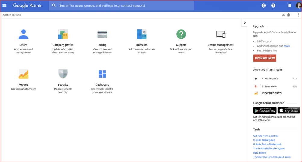 صورة لـ كيفية إعداد G Suite على استضافة Bluehost cPanel | Google-Admin-Dashboard-DzTechs