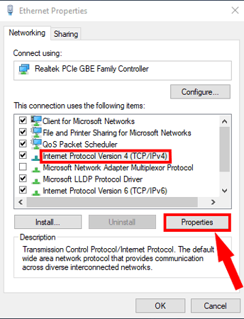 صورة لـ كيفية مشاركة الملفات بين جهازي كمبيوتر Windows باستخدام كابل LAN | IPv4_Properties-DzTechs