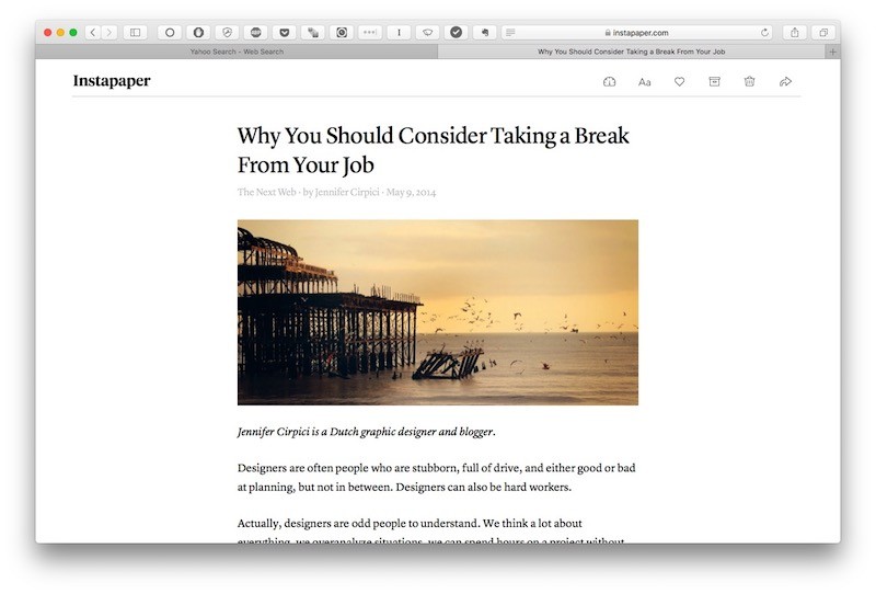 صورة لـ 25+ من أفضل إضافات متصفح Safari المجانية التي يجب أن تجربها | Instapaper-DzTechs
