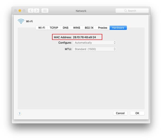 صورة لـ ما هو عنوان MAC وكيفية العثور عليه وهل يمكن تغييره على مختلف المنصات | MAC_Address_on_macOS_GUI-DzTechs