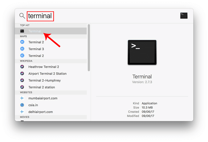 صورة لـ ما هو عنوان MAC وكيفية العثور عليه وهل يمكن تغييره على مختلف المنصات | OpenTerminal_SpotlightSearch-DzTechs