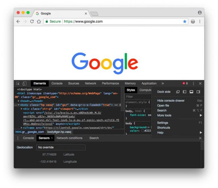 صورة لـ أدوات مُطور Chrome: بعض النصائح المُفيدة لاستخدامه مثل المُحترفين | Screen-Shot-2018-09-10-at-3.22.42-PM-768x662-DzTechs
