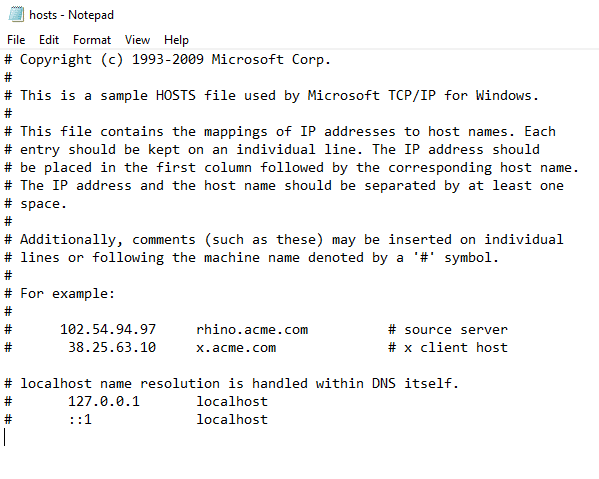 صورة لـ 14 طريقة لحل خطأ عدم استجابة ملقم DNS في Windows 10 | fix-dns-server-not-responding-03-hosts-file-DzTechs