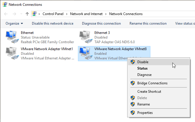صورة لـ 14 طريقة لحل خطأ عدم استجابة ملقم DNS في Windows 10 | fix-dns-server-not-responding-13-disable-other-adapters-DzTechs