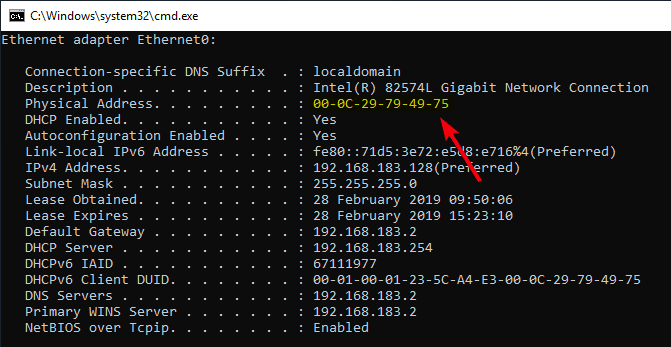 صورة لـ 14 طريقة لحل خطأ عدم استجابة ملقم DNS في Windows 10 | fix-dns-server-not-responding-14-copy-mac-address-DzTechs