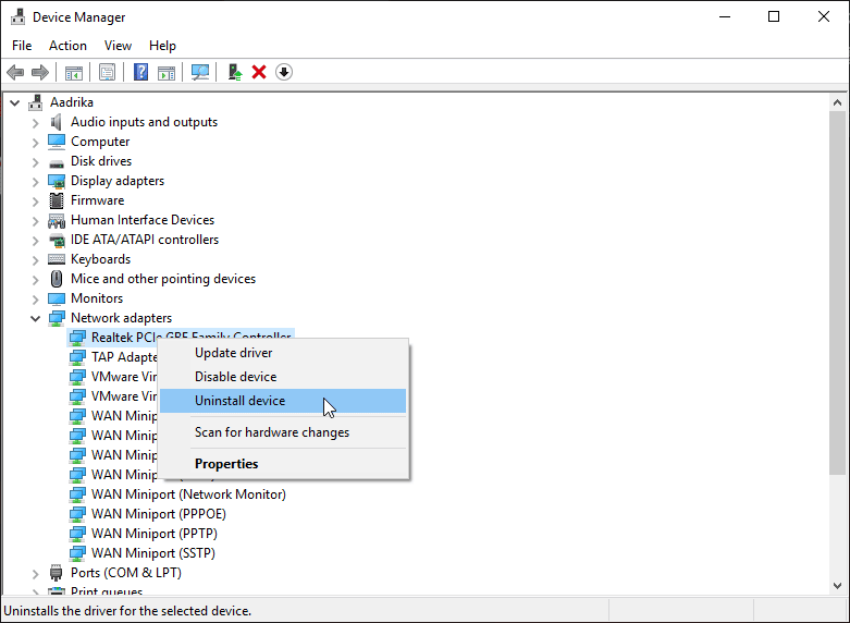 صورة لـ 14 طريقة لحل خطأ عدم استجابة ملقم DNS في Windows 10 | fix-dns-server-not-responding-19-uninstall-network-driver-DzTechs