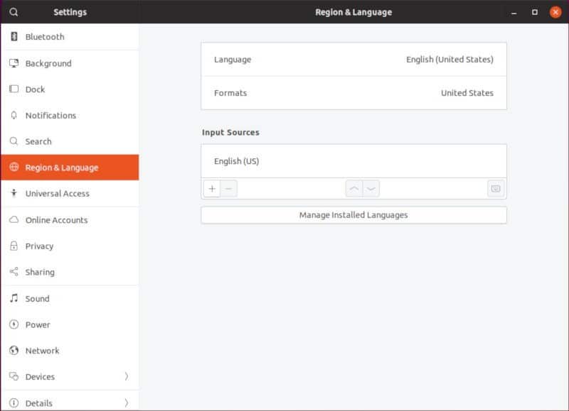 صورة لـ كيفية تغيير وإدارة تخطيط لوحة المفاتيح على Linux | gnome-settings-language-DzTechs