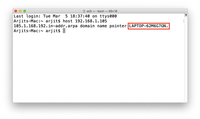 صورة لـ كيفية إيجاد عنوان IP الخاص بأجهزة أخرى على شبكتك على جميع المنصات | host_name_mac_terminal-DzTechs