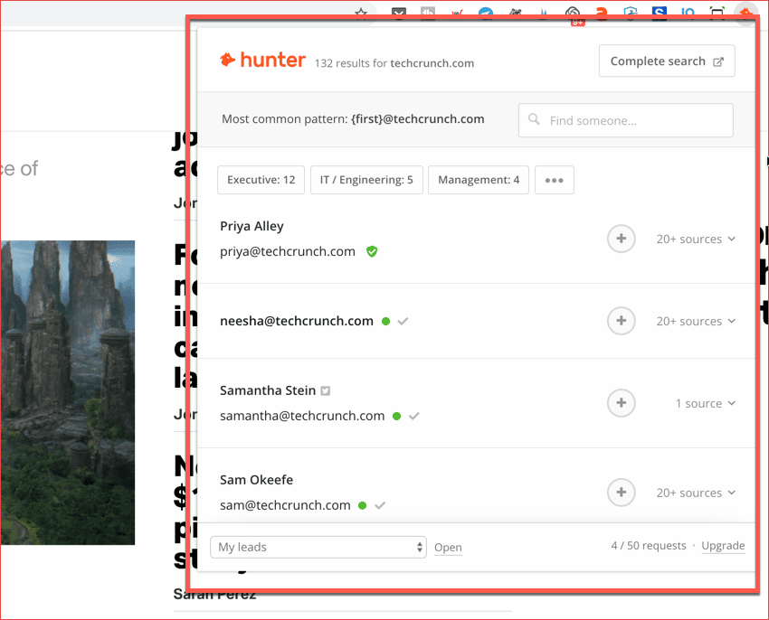 صورة لـ كيفية البحث عن عنوان البريد الإلكتروني لأي نطاق مع Email Hunter في 1 دقيقة | hunter-email-DzTechs