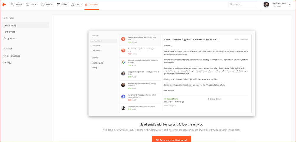 صورة لـ كيفية البحث عن عنوان البريد الإلكتروني لأي نطاق مع Email Hunter في 1 دقيقة | hunter-lead-and-outreach-DzTechs